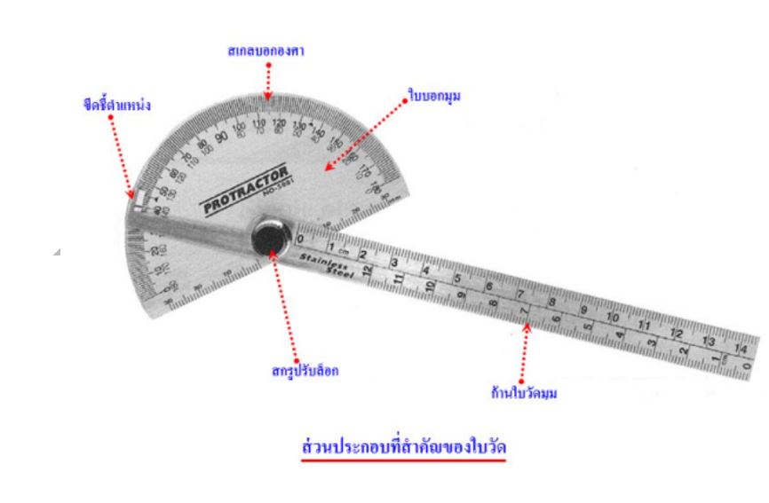 ส่วนประกอบของใบวัด,โปรแทรกเตอร์, เครื่องมือวัดมุม, ฉากวัดมุม, Protractor, สอบเทียบเครื่องมือวัด, เครื่องมือวัด, ส่วนประกอบ